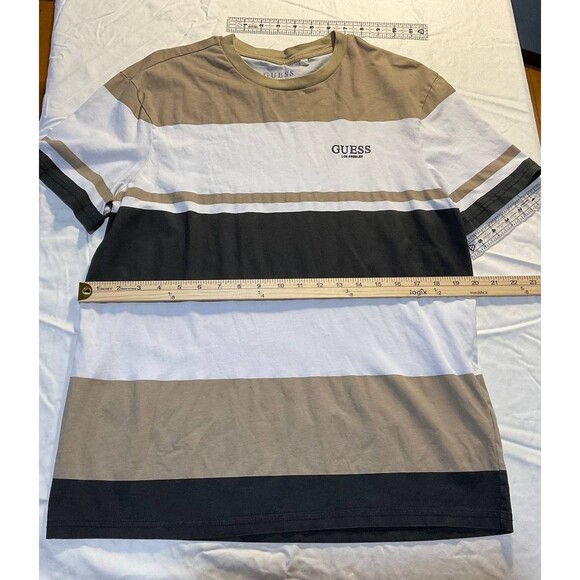 Guess Striped T-Shirt Mens Size Medium Multicolor Striped Short Sleeve Crew Neck - Picture 1 of 6